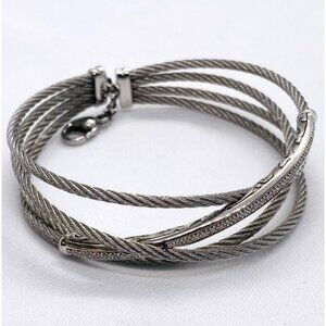 Charriol Stainless Steel 18K 750 White Gold Diamond Ring 7"
